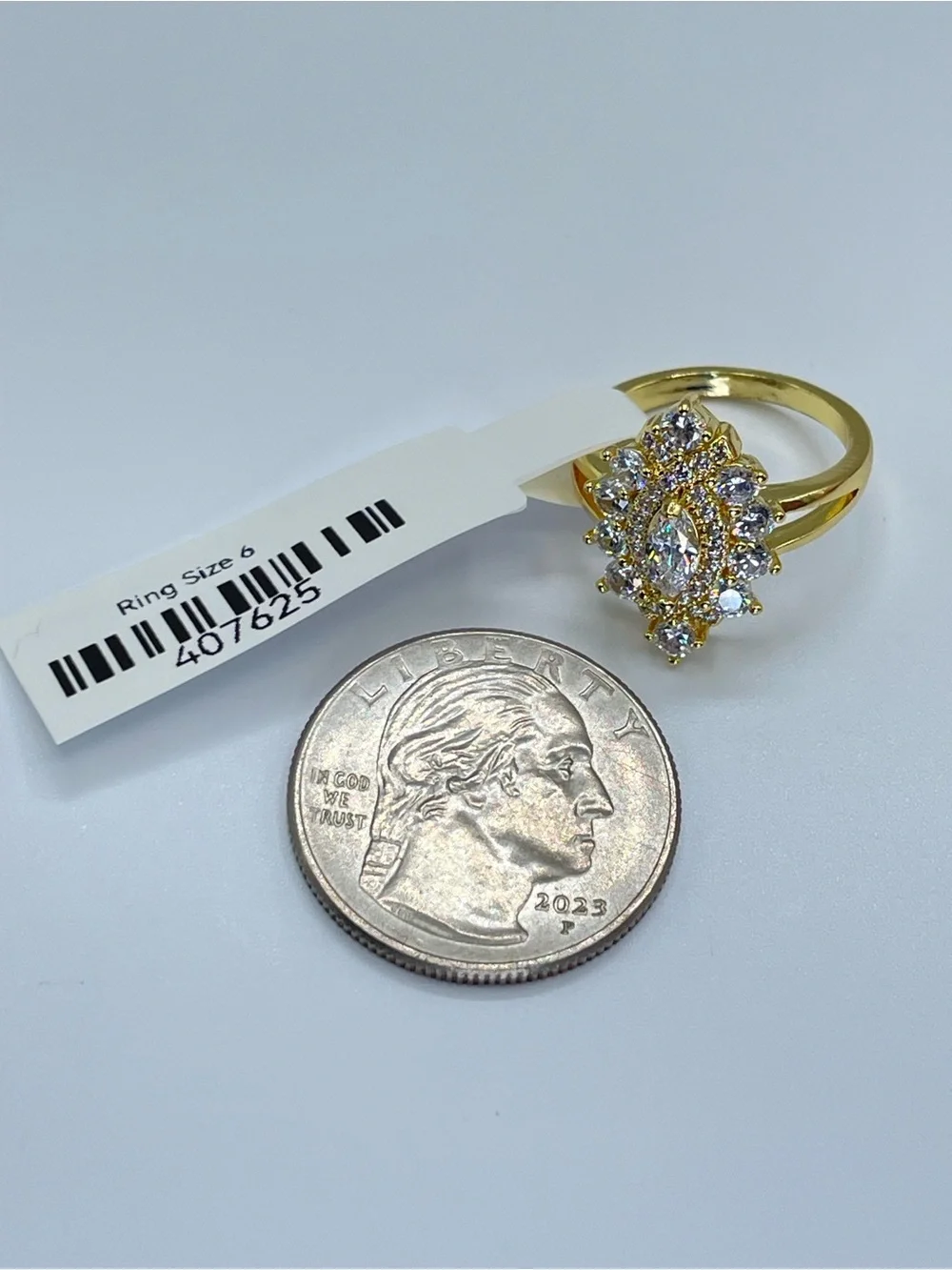Swarovski Crystal Elements White Crystal Art Deco Ring Vintage Look Sz 6